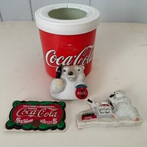 VTG 90s Lot of 3 Advertising Coca Cola Magnets And Collectible Freezable Koozie